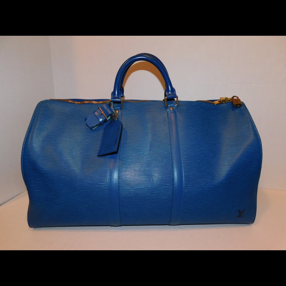 Louis Vuitton Blue Epi Keepall 50